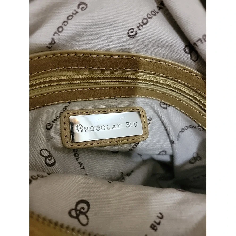 Chocolat Blu Pocket Hobo Bag Genuine Tan Leather Handbag Large Shoulder Purse